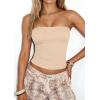 imagePRETTYGARDEN Women Tube Tops Strapless Going Out Crop Top 2026 Spring Fashion Y2K Summer Bandeau Shirt Beach Vacation ClothesBeige