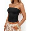 imagePRETTYGARDEN Women Tube Tops Strapless Going Out Crop Top 2026 Spring Fashion Y2K Summer Bandeau Shirt Beach Vacation ClothesBlack