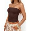imagePRETTYGARDEN Women Tube Tops Strapless Going Out Crop Top 2026 Spring Fashion Y2K Summer Bandeau Shirt Beach Vacation ClothesBrown
