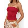 imagePRETTYGARDEN Women Tube Tops Strapless Going Out Crop Top 2026 Spring Fashion Y2K Summer Bandeau Shirt Beach Vacation ClothesRed