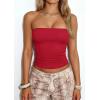 imagePRETTYGARDEN Women Tube Tops Strapless Going Out Crop Top 2026 Spring Fashion Y2K Summer Bandeau Shirt Beach Vacation ClothesRed