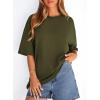 imagePRETTYGARDEN Womens 2026 Spring Going Out Tops Casual Short Sleeve Crewneck Loose Fit Basic Cute Tee Shirts Summer OutfitsArmy Green