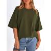 imagePRETTYGARDEN Womens 2026 Spring Going Out Tops Casual Short Sleeve Crewneck Loose Fit Basic Cute Tee Shirts Summer OutfitsArmy Green