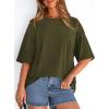imagePRETTYGARDEN Womens 2026 Spring Going Out Tops Casual Short Sleeve Crewneck Loose Fit Basic Cute Tee Shirts Summer OutfitsArmy Green