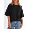 imagePRETTYGARDEN Womens 2026 Spring Going Out Tops Casual Short Sleeve Crewneck Loose Fit Basic Cute Tee Shirts Summer OutfitsBlack