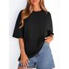 imagePRETTYGARDEN Womens 2026 Spring Going Out Tops Casual Short Sleeve Crewneck Loose Fit Basic Cute Tee Shirts Summer OutfitsBlack