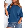 imagePRETTYGARDEN Womens 2026 Spring Going Out Tops Casual Short Sleeve Crewneck Loose Fit Basic Cute Tee Shirts Summer OutfitsBlue