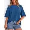 imagePRETTYGARDEN Womens 2026 Spring Going Out Tops Casual Short Sleeve Crewneck Loose Fit Basic Cute Tee Shirts Summer OutfitsBlue