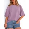imagePRETTYGARDEN Womens 2026 Spring Going Out Tops Casual Short Sleeve Crewneck Loose Fit Basic Cute Tee Shirts Summer OutfitsDark Pink