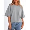 imagePRETTYGARDEN Womens 2026 Spring Going Out Tops Casual Short Sleeve Crewneck Loose Fit Basic Cute Tee Shirts Summer OutfitsGrey