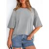 imagePRETTYGARDEN Womens 2026 Spring Going Out Tops Casual Short Sleeve Crewneck Loose Fit Basic Cute Tee Shirts Summer OutfitsGrey