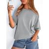 imagePRETTYGARDEN Womens 2026 Spring Going Out Tops Casual Short Sleeve Crewneck Loose Fit Basic Cute Tee Shirts Summer OutfitsGrey