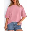 imagePRETTYGARDEN Womens 2026 Spring Going Out Tops Casual Short Sleeve Crewneck Loose Fit Basic Cute Tee Shirts Summer OutfitsPink