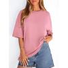 imagePRETTYGARDEN Womens 2026 Spring Going Out Tops Casual Short Sleeve Crewneck Loose Fit Basic Cute Tee Shirts Summer OutfitsPink