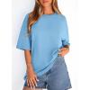 imagePRETTYGARDEN Womens 2026 Spring Going Out Tops Casual Short Sleeve Crewneck Loose Fit Basic Cute Tee Shirts Summer OutfitsSky Blue