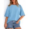 imagePRETTYGARDEN Womens 2026 Spring Going Out Tops Casual Short Sleeve Crewneck Loose Fit Basic Cute Tee Shirts Summer OutfitsSky Blue