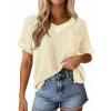 imagePRETTYGARDEN Womens 2026 Spring Short Sleeve Sweaters Lightweight V Neck Casual Going Out Summer Tops Beach Vacation ClothesBeige