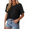 imagePRETTYGARDEN Womens 2026 Spring Short Sleeve Sweaters Lightweight V Neck Casual Going Out Summer Tops Beach Vacation ClothesBlack