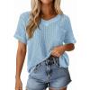 imagePRETTYGARDEN Womens 2026 Spring Short Sleeve Sweaters Lightweight V Neck Casual Going Out Summer Tops Beach Vacation ClothesBlue