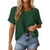 imagePRETTYGARDEN Womens 2026 Spring Short Sleeve Sweaters Lightweight V Neck Casual Going Out Summer Tops Beach Vacation ClothesGreen