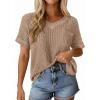 imagePRETTYGARDEN Womens 2026 Spring Short Sleeve Sweaters Lightweight V Neck Casual Going Out Summer Tops Beach Vacation ClothesKhaki