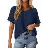 imagePRETTYGARDEN Womens 2026 Spring Short Sleeve Sweaters Lightweight V Neck Casual Going Out Summer Tops Beach Vacation ClothesNavy Blue