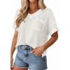 imagePRETTYGARDEN Womens 2026 Spring Short Sleeve Sweaters Lightweight V Neck Casual Going Out Summer Tops Beach Vacation ClothesWhite