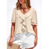 imagePRETTYGARDEN Womens Summer Dressy Casual Blouses 2026 Short Sleeve V Neck Ruffle Business Work Tops Trendy Spring OutfitsBeige
