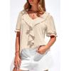 imagePRETTYGARDEN Womens Summer Dressy Casual Blouses 2026 Short Sleeve V Neck Ruffle Business Work Tops Trendy Spring OutfitsBeige