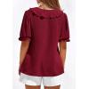 imagePRETTYGARDEN Womens Summer Dressy Casual Blouses 2026 Short Sleeve V Neck Ruffle Business Work Tops Trendy Spring OutfitsBurgundy