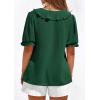 imagePRETTYGARDEN Womens Summer Dressy Casual Blouses 2026 Short Sleeve V Neck Ruffle Business Work Tops Trendy Spring OutfitsDark Green