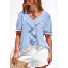 imagePRETTYGARDEN Womens Summer Dressy Casual Blouses 2026 Short Sleeve V Neck Ruffle Business Work Tops Trendy Spring OutfitsLight Blue