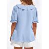 imagePRETTYGARDEN Womens Summer Dressy Casual Blouses 2026 Short Sleeve V Neck Ruffle Business Work Tops Trendy Spring OutfitsLight Blue