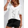 imagePRETTYGARDEN Womens Summer Dressy Casual Blouses 2026 Short Sleeve V Neck Ruffle Business Work Tops Trendy Spring OutfitsWhite