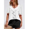 imagePRETTYGARDEN Womens Summer Dressy Casual Blouses 2026 Short Sleeve V Neck Ruffle Business Work Tops Trendy Spring OutfitsWhite