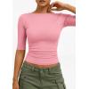 imagePRETTYGARDEN Womens Summer Short Sleeve Tops Boat Neck Ribbed Knit Slim Fit T Shirt Casual Basic Top 2026 Spring ClothesPink