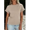 imagePRETTYGARDEN Womens Summer Tops 2026 Spring Casual Rolled Short Sleeve Basic Tees Crew Neck Work Shirts Fashion ClothingApricot
