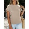 imagePRETTYGARDEN Womens Summer Tops 2026 Spring Casual Rolled Short Sleeve Basic Tees Crew Neck Work Shirts Fashion ClothingApricot