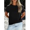 imagePRETTYGARDEN Womens Summer Tops 2026 Spring Casual Rolled Short Sleeve Basic Tees Crew Neck Work Shirts Fashion ClothingBlack