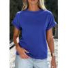 imagePRETTYGARDEN Womens Summer Tops 2026 Spring Casual Rolled Short Sleeve Basic Tees Crew Neck Work Shirts Fashion ClothingBlue