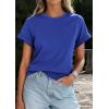 imagePRETTYGARDEN Womens Summer Tops 2026 Spring Casual Rolled Short Sleeve Basic Tees Crew Neck Work Shirts Fashion ClothingBlue