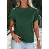 imagePRETTYGARDEN Womens Summer Tops 2026 Spring Casual Rolled Short Sleeve Basic Tees Crew Neck Work Shirts Fashion ClothingDark Green
