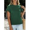 imagePRETTYGARDEN Womens Summer Tops 2026 Spring Casual Rolled Short Sleeve Basic Tees Crew Neck Work Shirts Fashion ClothingDark Green