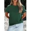 imagePRETTYGARDEN Womens Summer Tops 2026 Spring Casual Rolled Short Sleeve Basic Tees Crew Neck Work Shirts Fashion ClothingDark Green