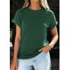 imagePRETTYGARDEN Womens Summer Tops 2026 Spring Casual Rolled Short Sleeve Basic Tees Crew Neck Work Shirts Fashion ClothingDark Green