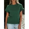imagePRETTYGARDEN Womens Summer Tops 2026 Spring Casual Rolled Short Sleeve Basic Tees Crew Neck Work Shirts Fashion ClothingDark Green