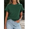imagePRETTYGARDEN Womens Summer Tops 2026 Spring Casual Rolled Short Sleeve Basic Tees Crew Neck Work Shirts Fashion ClothingDark Green