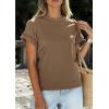 imagePRETTYGARDEN Womens Summer Tops 2026 Spring Casual Rolled Short Sleeve Basic Tees Crew Neck Work Shirts Fashion ClothingKhaki