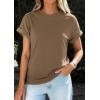 imagePRETTYGARDEN Womens Summer Tops 2026 Spring Casual Rolled Short Sleeve Basic Tees Crew Neck Work Shirts Fashion ClothingKhaki