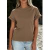 imagePRETTYGARDEN Womens Summer Tops 2026 Spring Casual Rolled Short Sleeve Basic Tees Crew Neck Work Shirts Fashion ClothingKhaki
